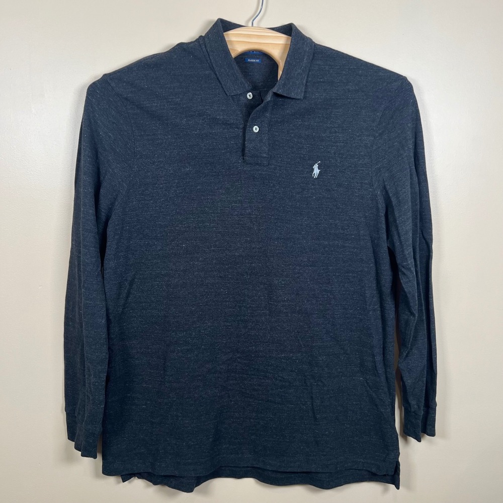 Polo Ralph Lauren Classic Fit Polo Mens XL Charcoal Heather Long Sleeve Jersey